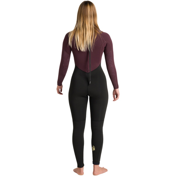 2026 C-Skins Frauen Nuwave Surflite 5/4/3mm Rückenreißverschluss Neoprenanzug C-NSL54WBZ - Black / Rust / C.Yellow